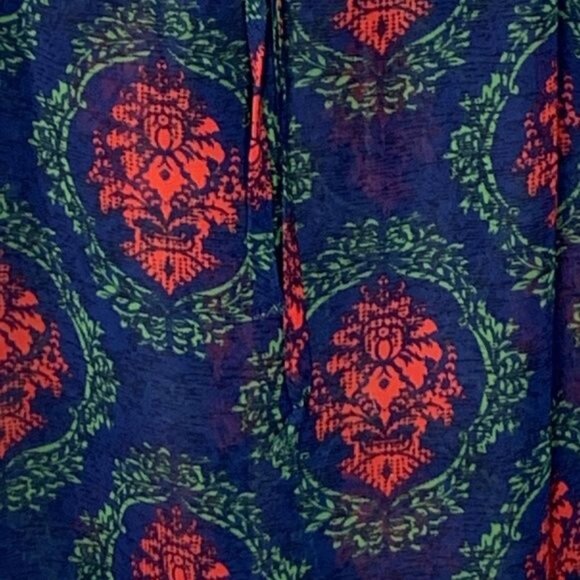 fab’rik Sheer Boho Blouse Blue Red Green Print Women’s Small Lightweight - Picture 11 of 12